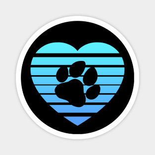 Dog Paw Heart Valentine - Light Blue Gradient Magnet